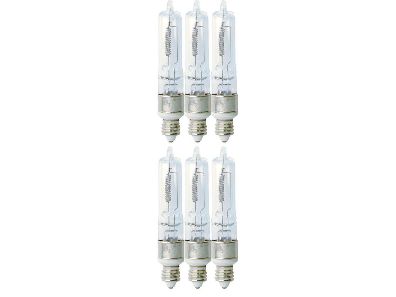 (6 bulbs) GE Lighting 43700 Halogen T4 250-watt, 5000 Lumen T4 Miniature Light Bulb with candelabra base, 2950K warm white, clear quartz